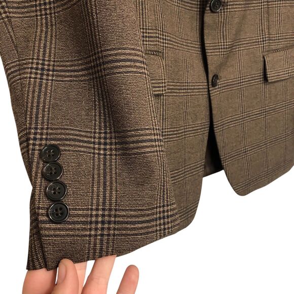 Lauren Ralph Lauren Brown Tan Plaid Polyester Blend Sport Coat Men’s 44L - Picture 3 of 8
